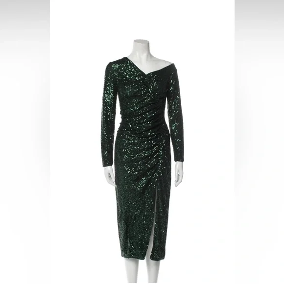 slim fit dress slacks Baltic Born Womens Kalla Sequin Midi Dress | Emerald main image 1